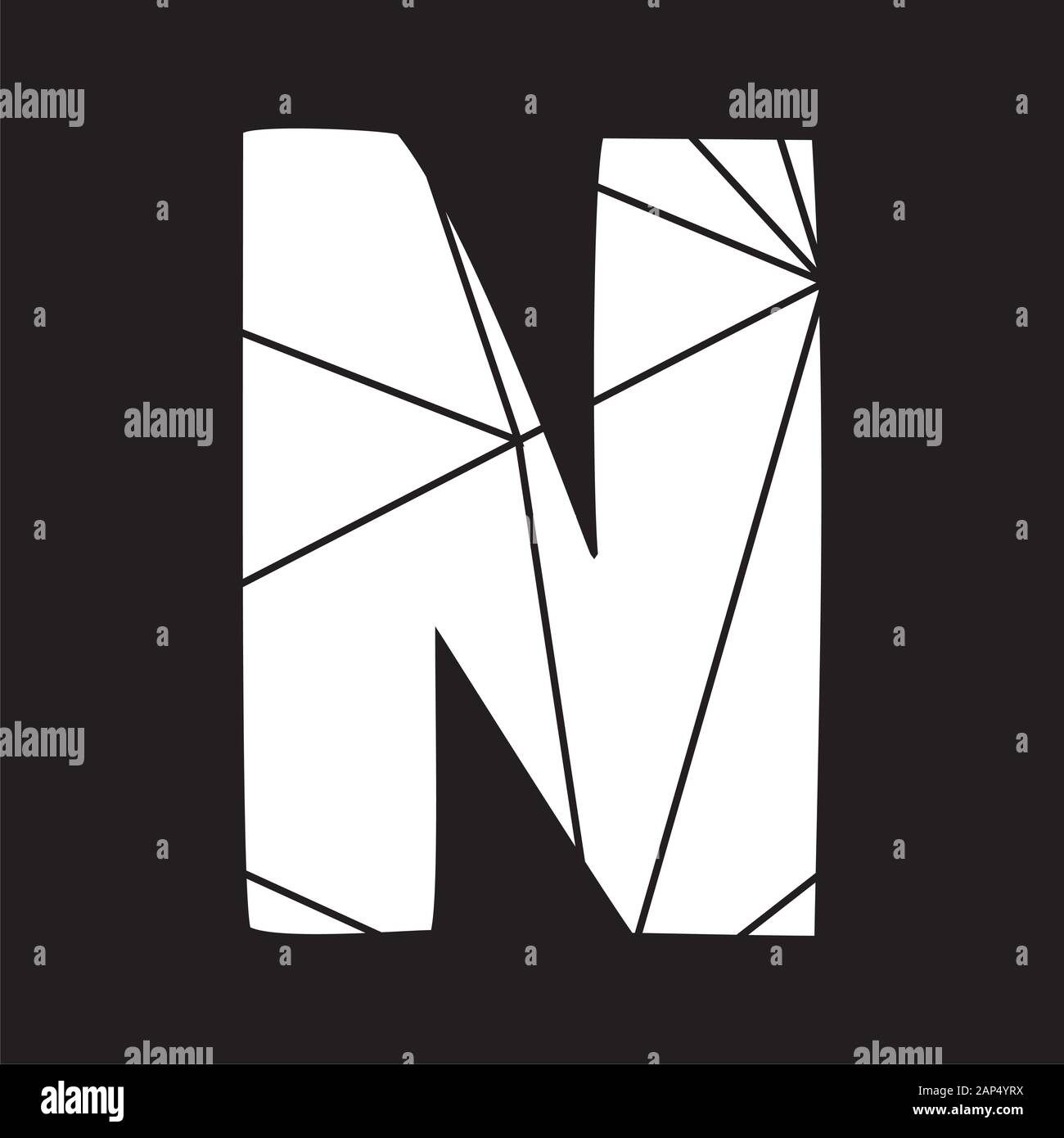 N white vector alphabet letter isolated on black background Stock Vector