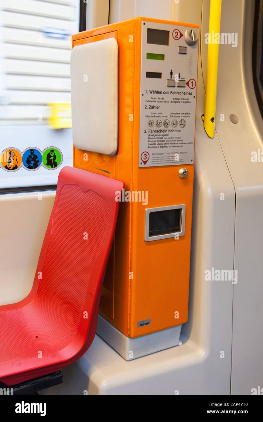 Tram onboard ticket machine, Vienna, Austria Stock Photo - Alamy