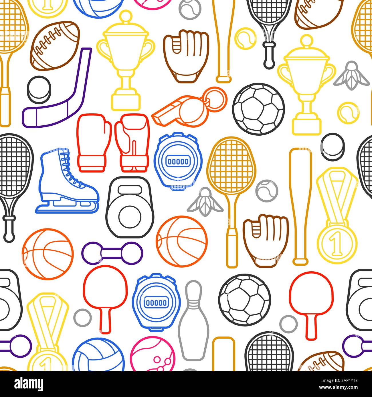 Seamless pattern with sport icons Stock Vector Image & Art - Alamy