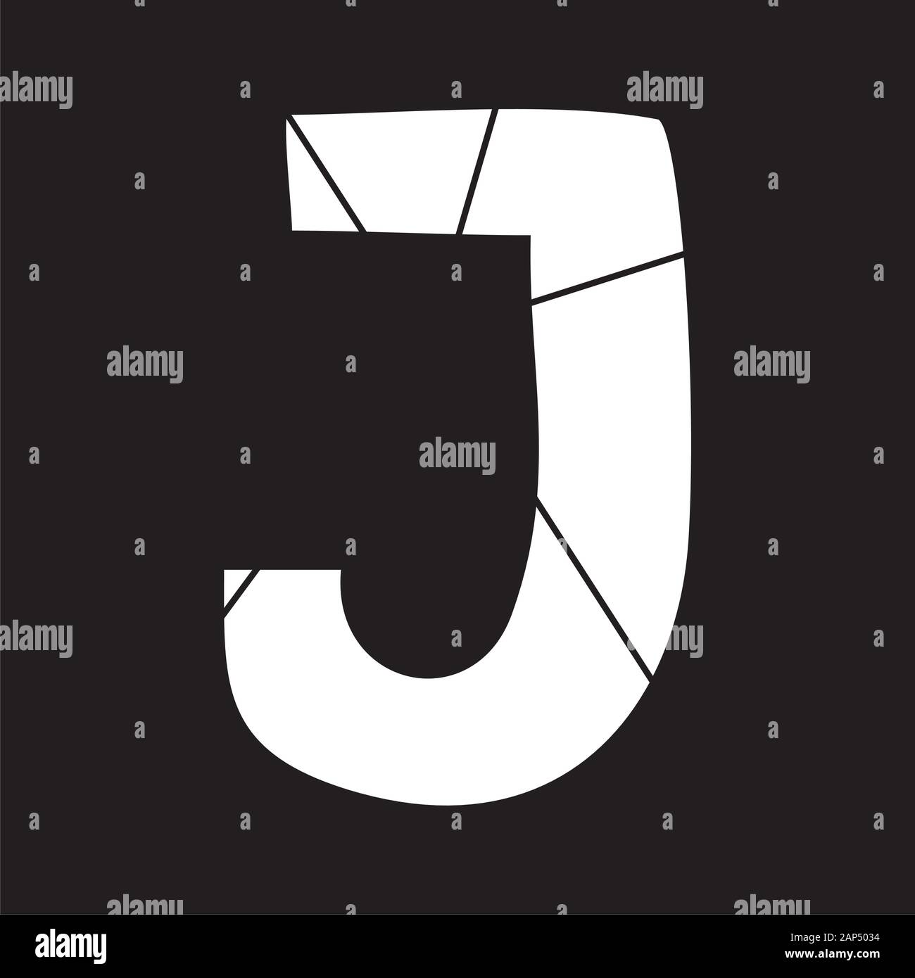 J white vector alphabet letter isolated on black background Stock Vector