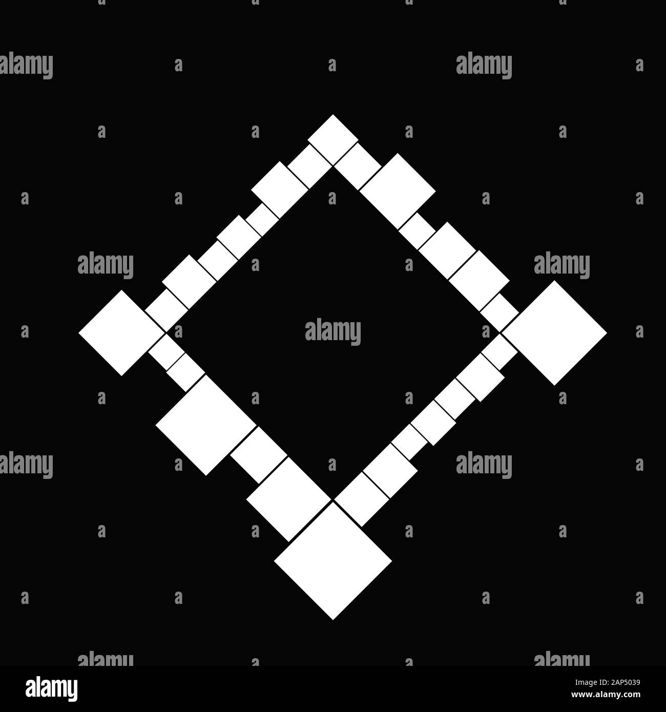 Minimal black and white diagonal square border abstract geometrical