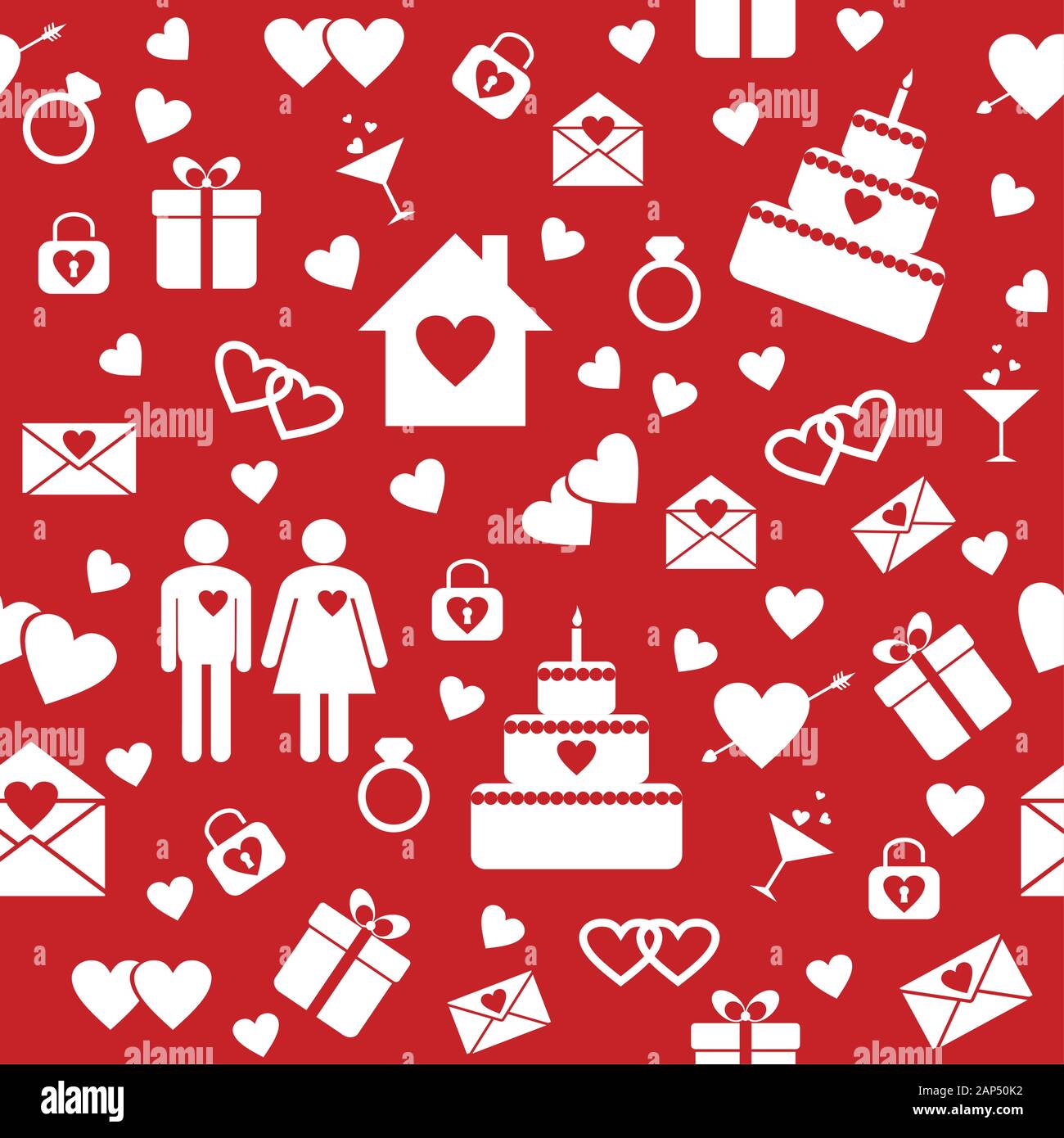 Seamless pattern for wedding or Valentine's Day design Stock Vector
