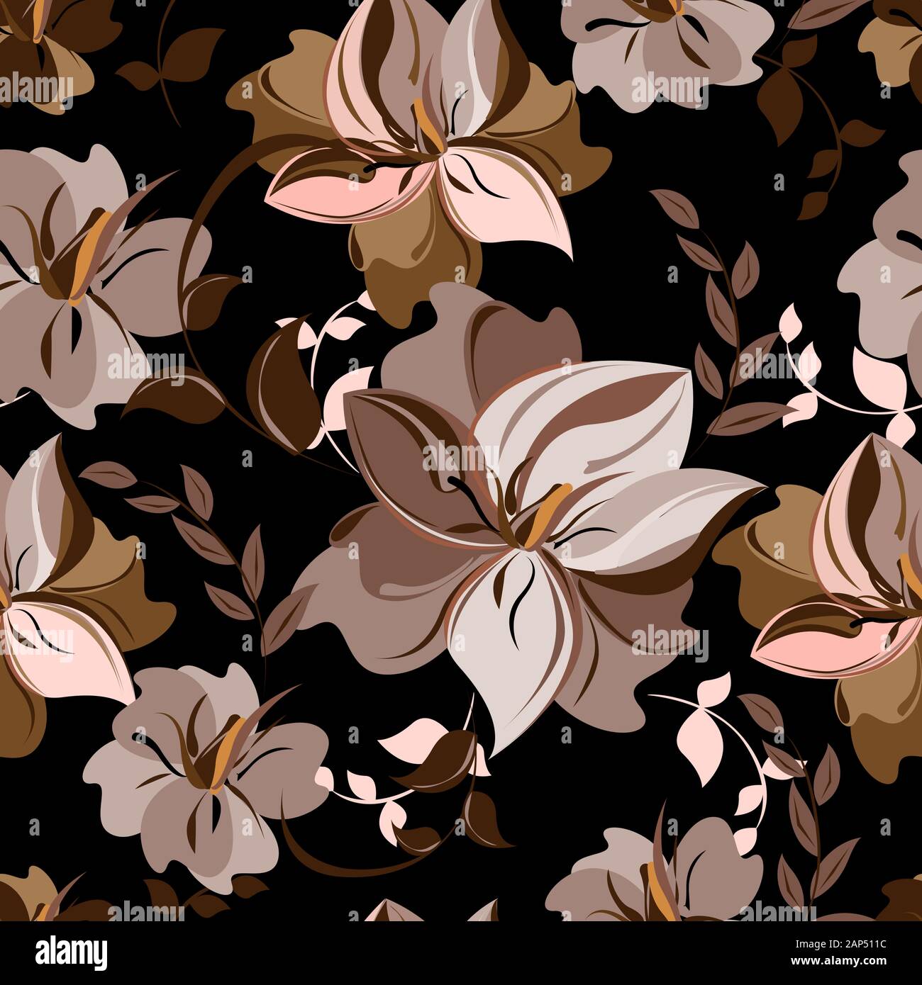 Vector abstract background seamless flowers and floral pattern Stock ...