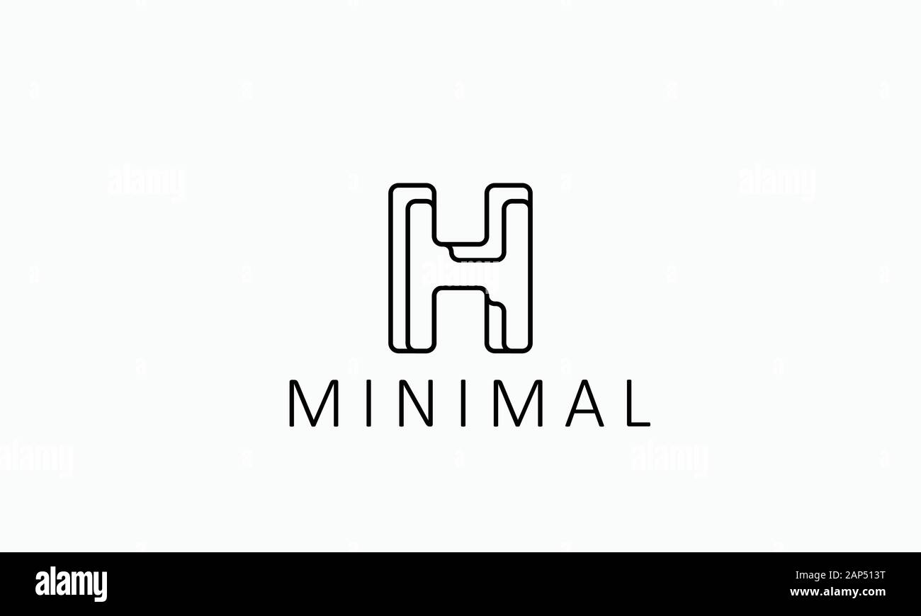 H minimal logo design,letter h logo,minimalist letter h logotype Stock
