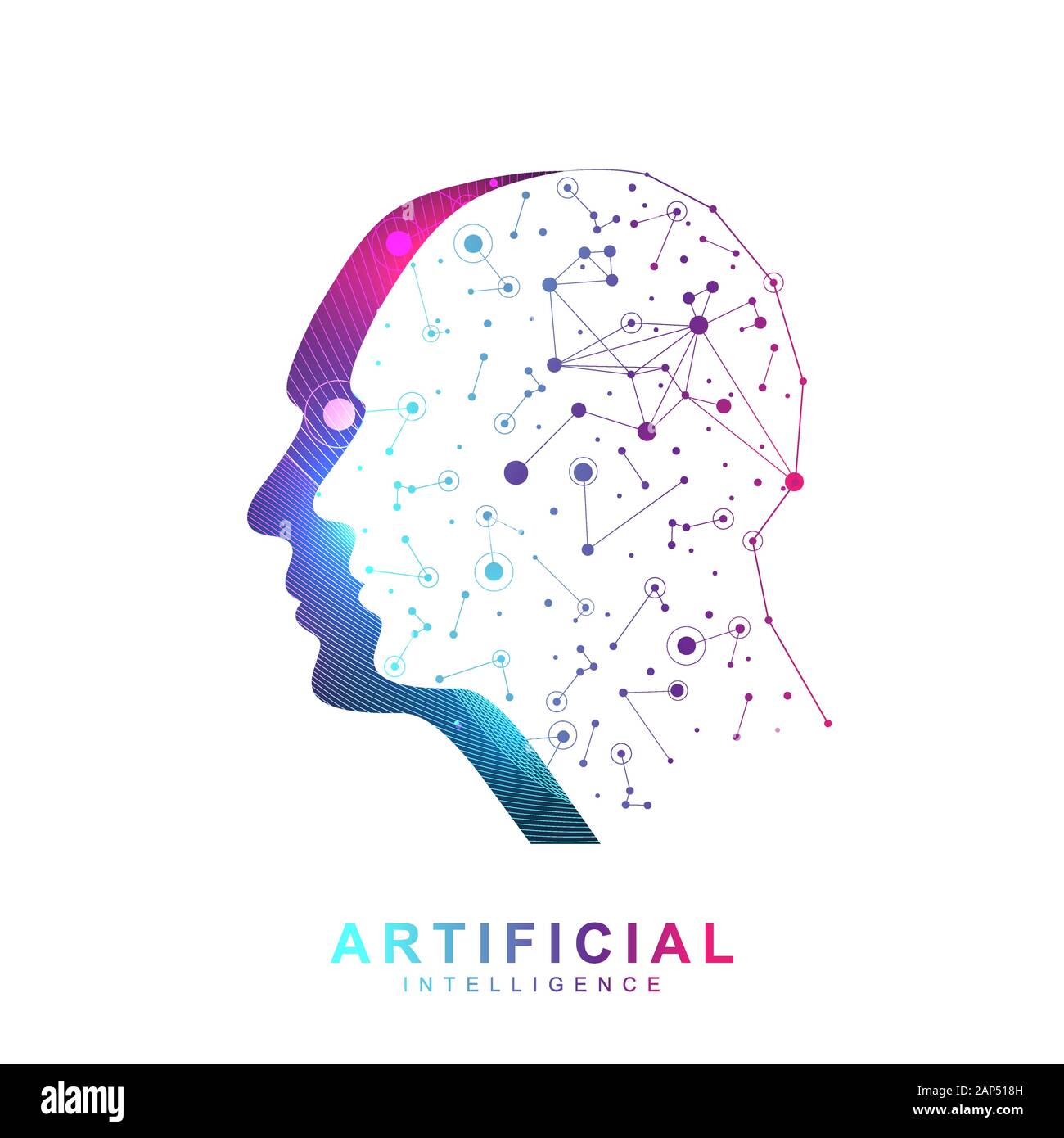 Artificial Intelligence Logo banner neural network cybernetics robotics machine and deep learning. Vector symbol AI. Neural networks and another Stock Vector