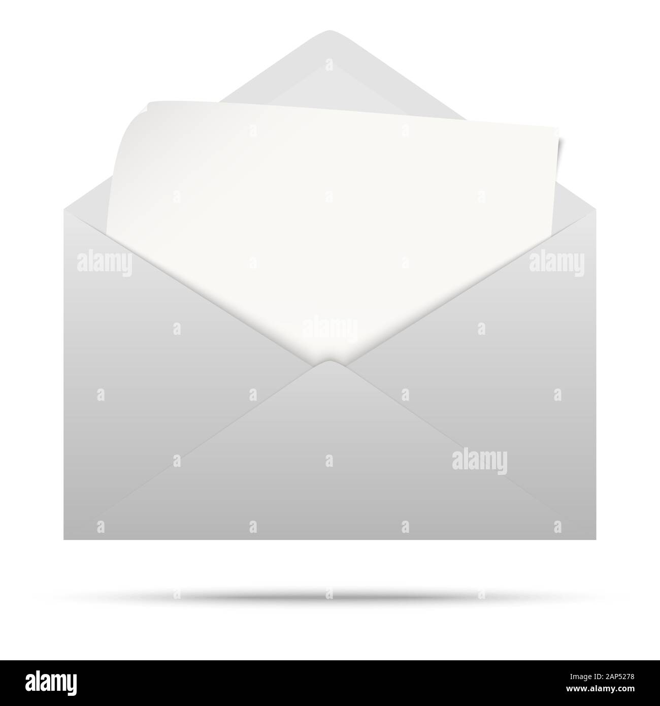 vector illustration with gray colored envelope with white empty paper isolated on white background Stock Vector