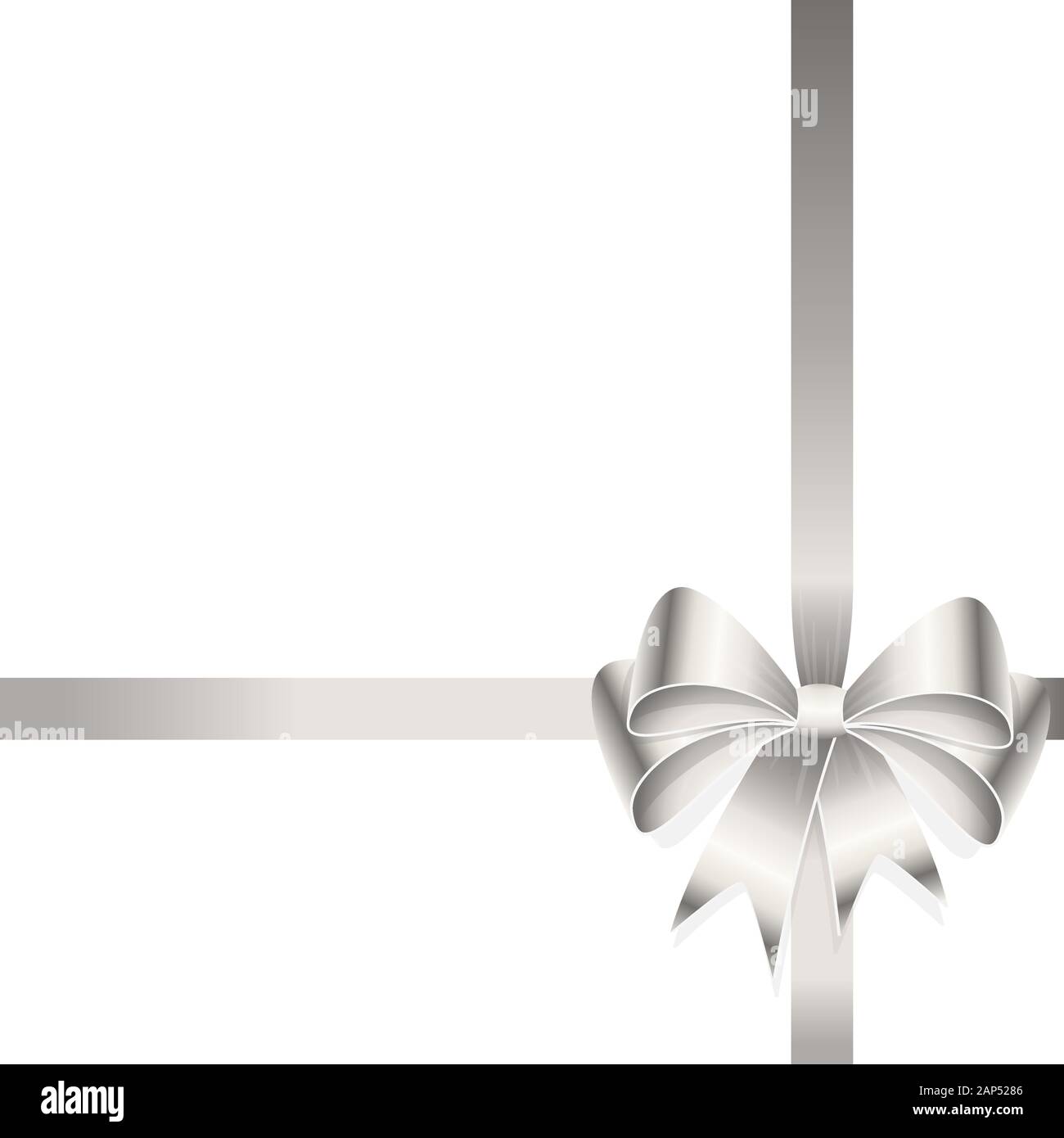 EPS 10 vector illustration of silver colored ribbon bow isolated on ...