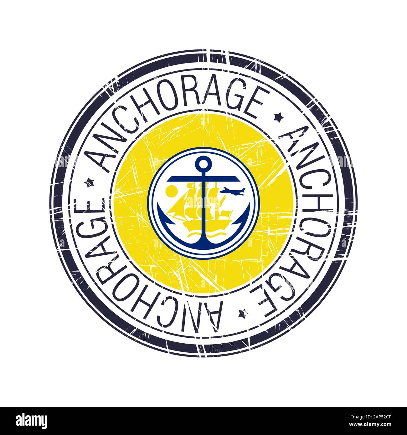 City of Anchorage postal rubber stamp, vector object over white