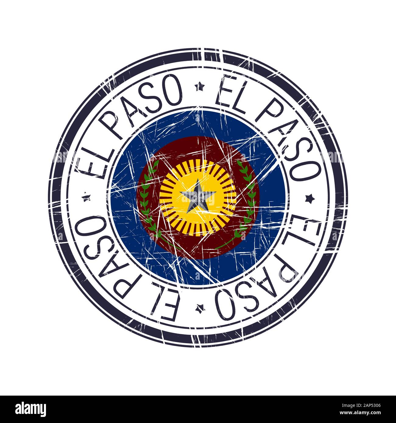 City of El Paso postal rubber stamp, vector object over white
