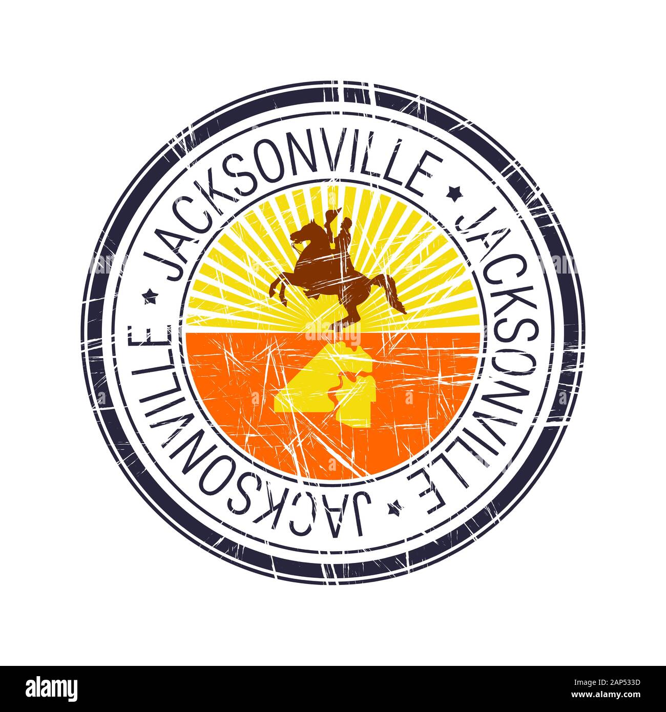 City of Jacksonville postal rubber stamp, vector object over white