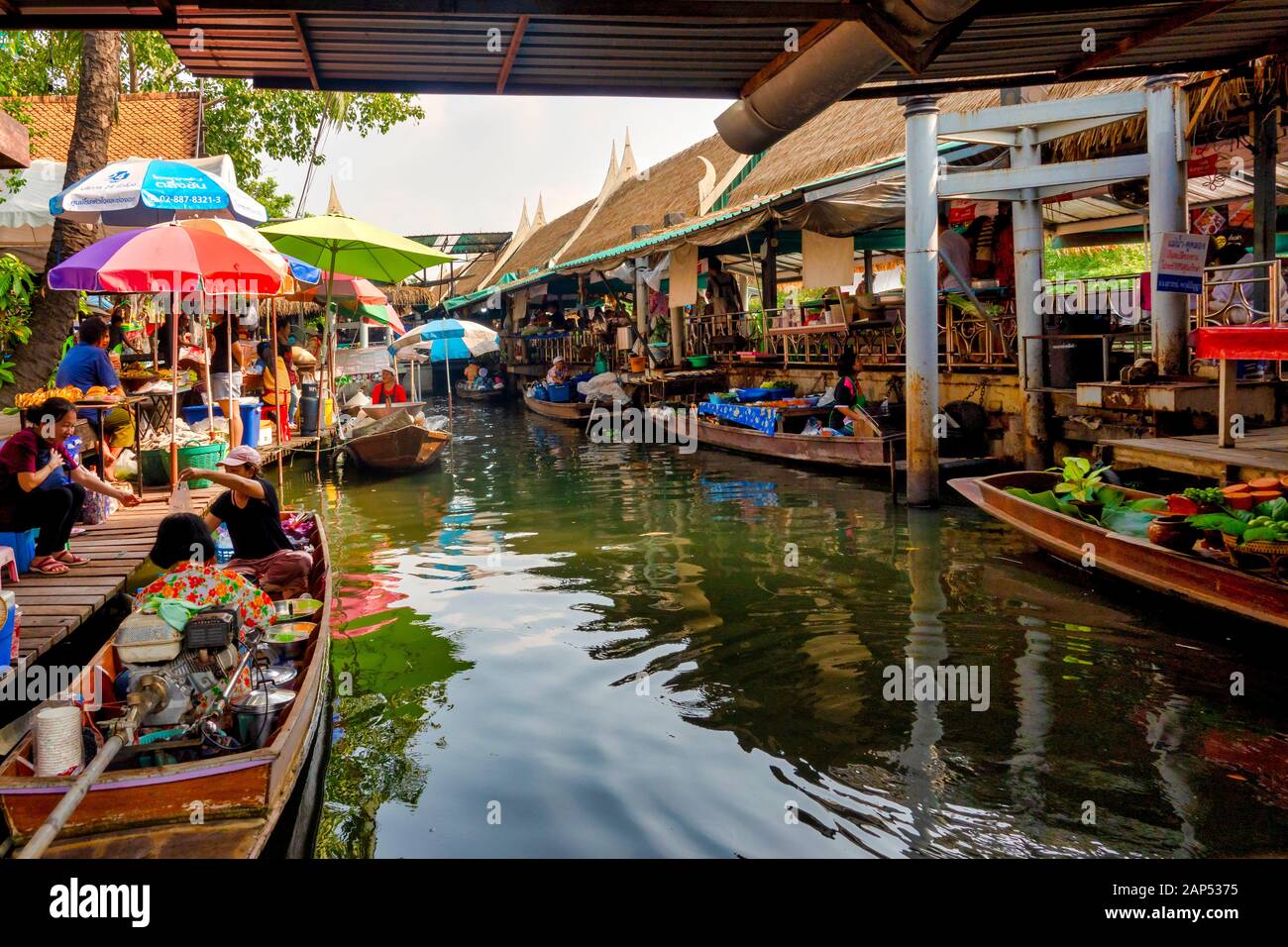 Talin Chan floating market, Bangkok, Thailand, Stock Photo