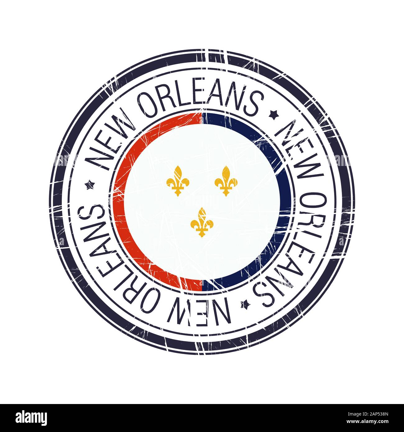 City of New Orleans postal rubber stamp, vector object over white