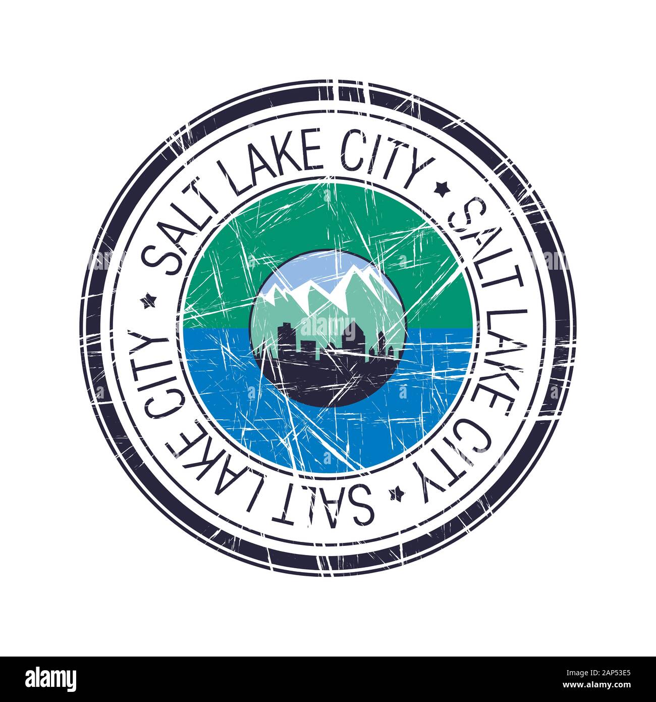 City of Salt Lake postal rubber stamp, vector object over white