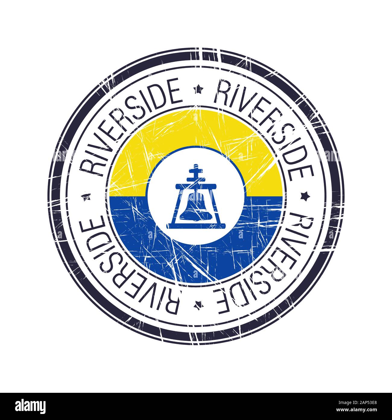 City of Riverside postal rubber stamp, vector object over white