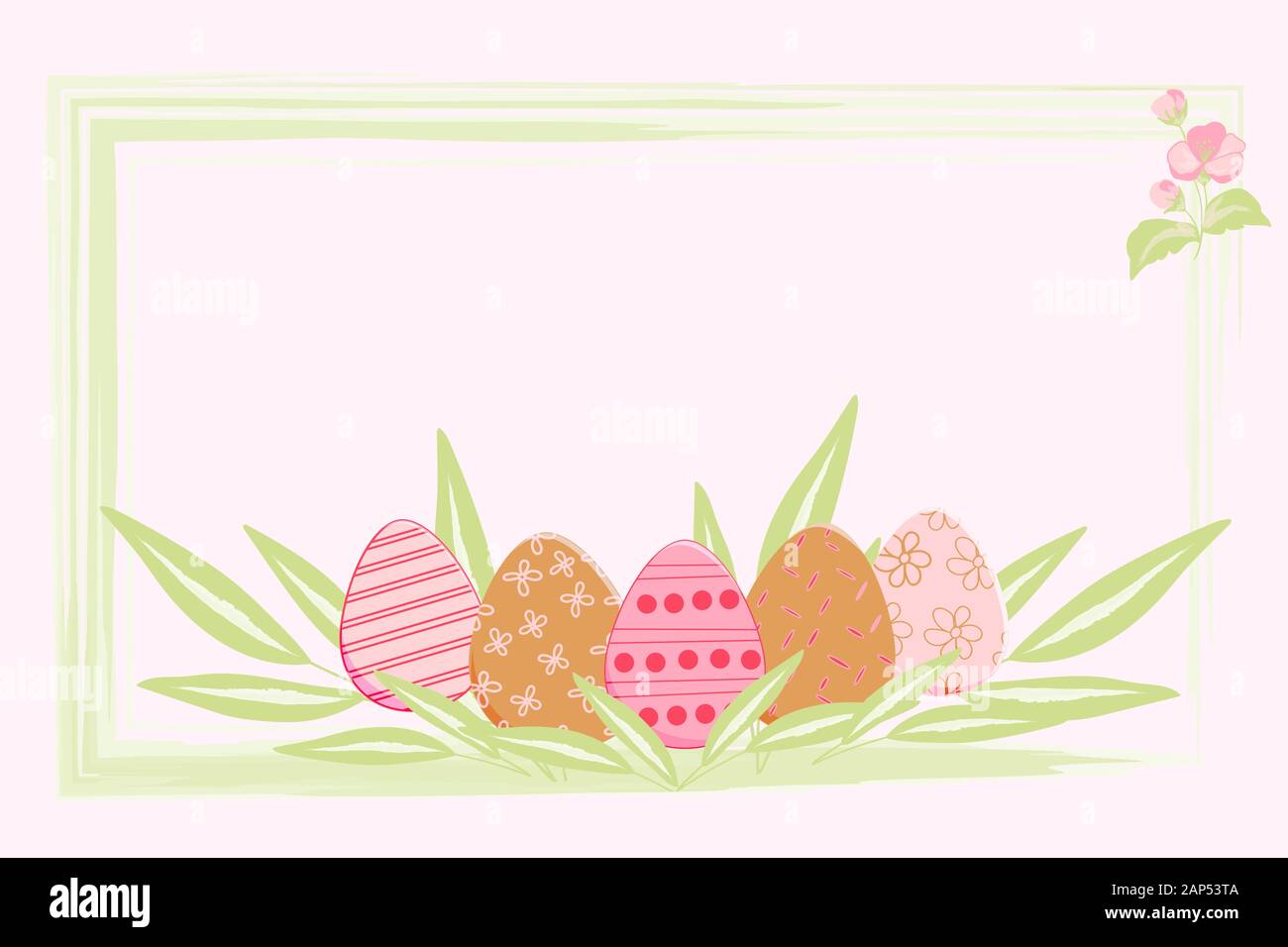 easter wreath with eggs vector illustration for cards Stock Vector