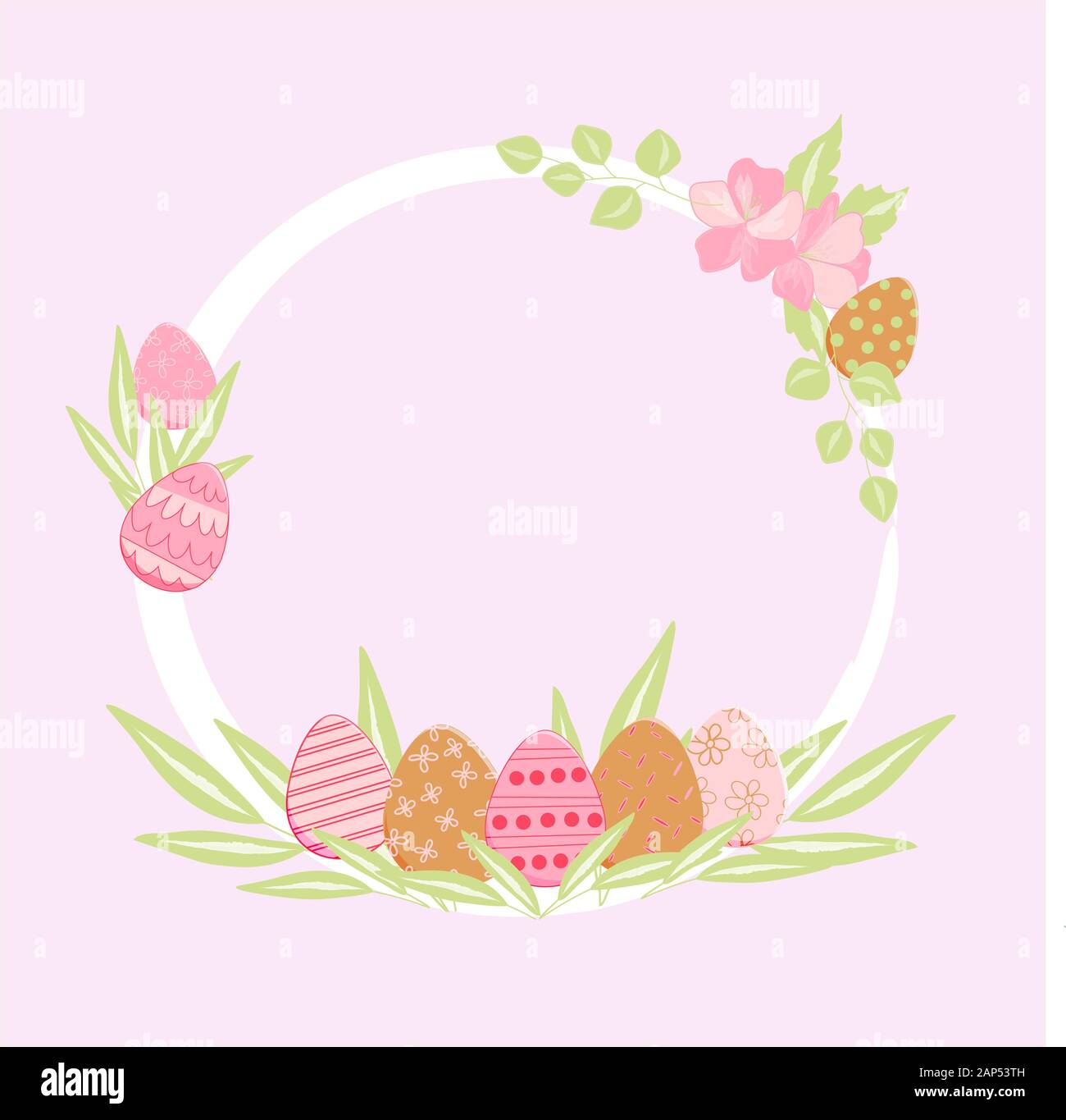 easter wreath with eggs vector illustration for cards Stock Vector