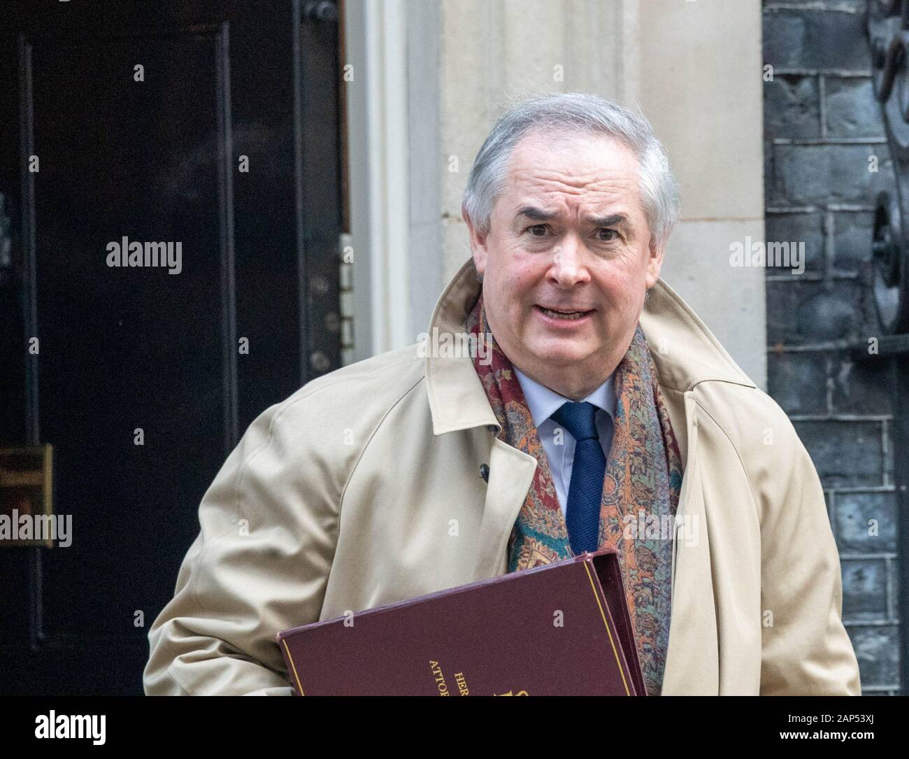 London, UK. 21st Jan, 2020. Geoffrey Cox MP PC Attorney General leaves a Cabinet meeting at 10 Downing Street, London Credit: Ian Davidson/Alamy Live News Stock Photo
