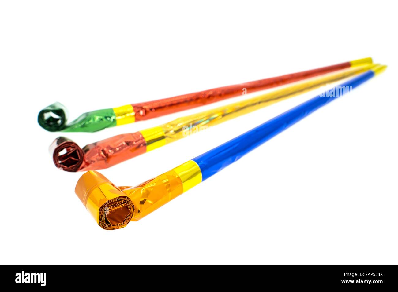 Party horn isolated on white background Stock Photo - Alamy