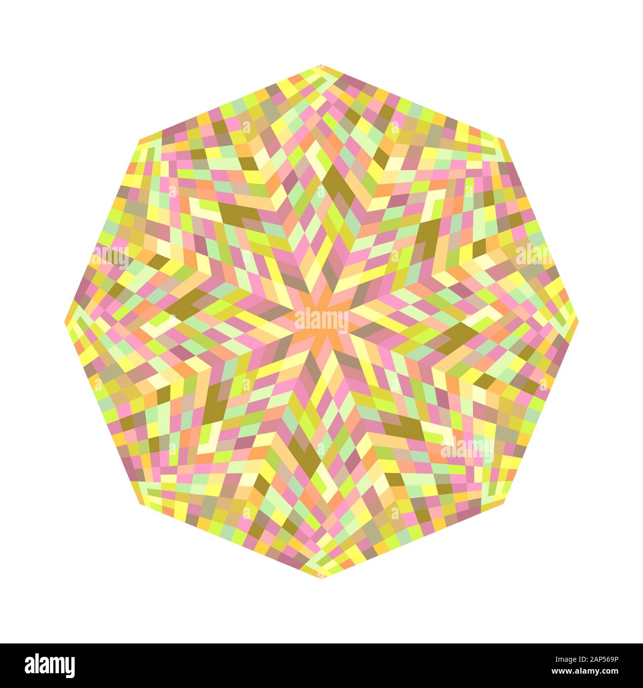 Tiled mosaic octagon symbol template - geometrical colorful ornamental vector design element Stock Vector