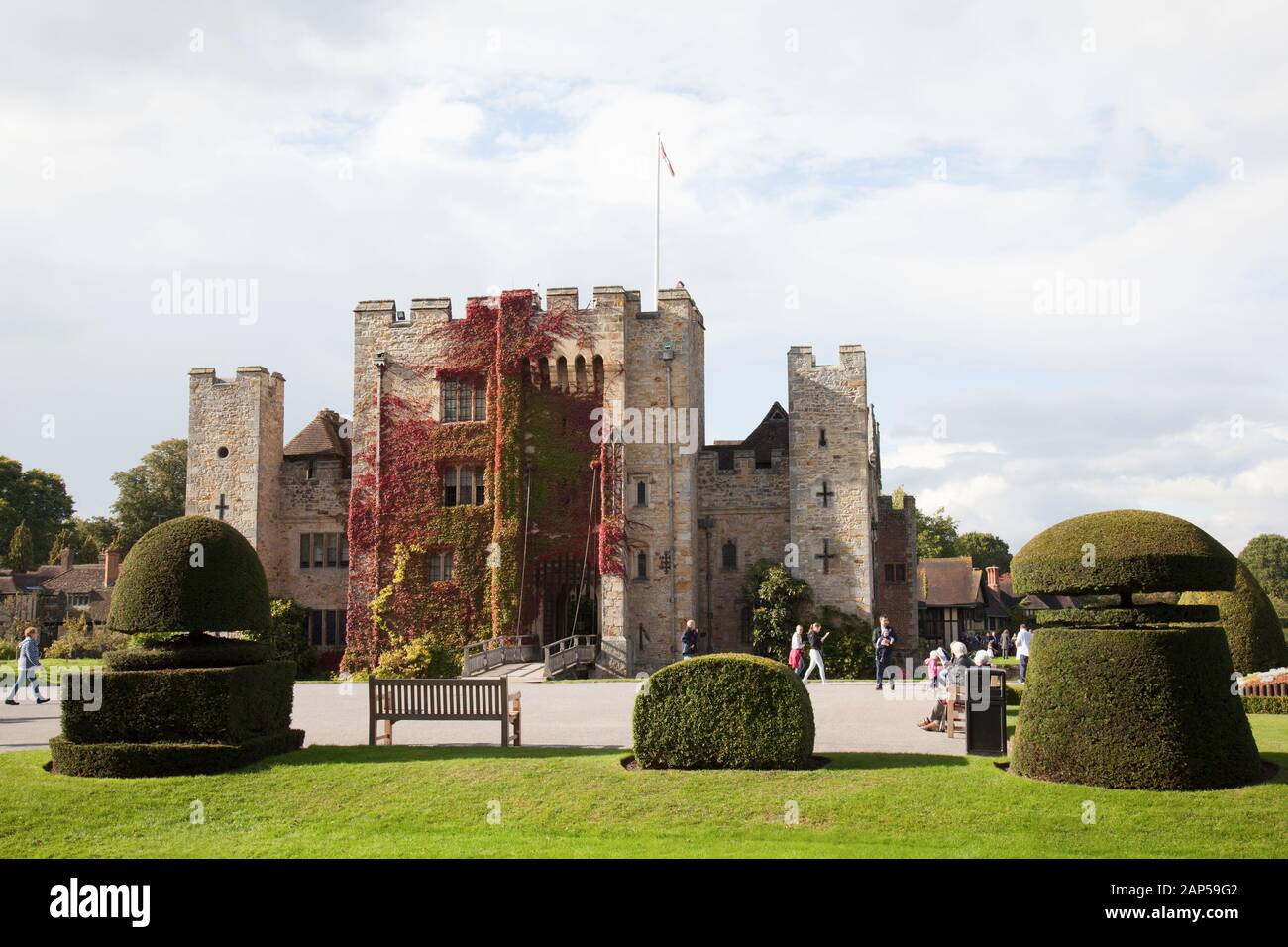 Frontside View of Hever Castle, the Famous Home of the Boleyn Family, in the Village of Hever, Kent, England Stock Photo