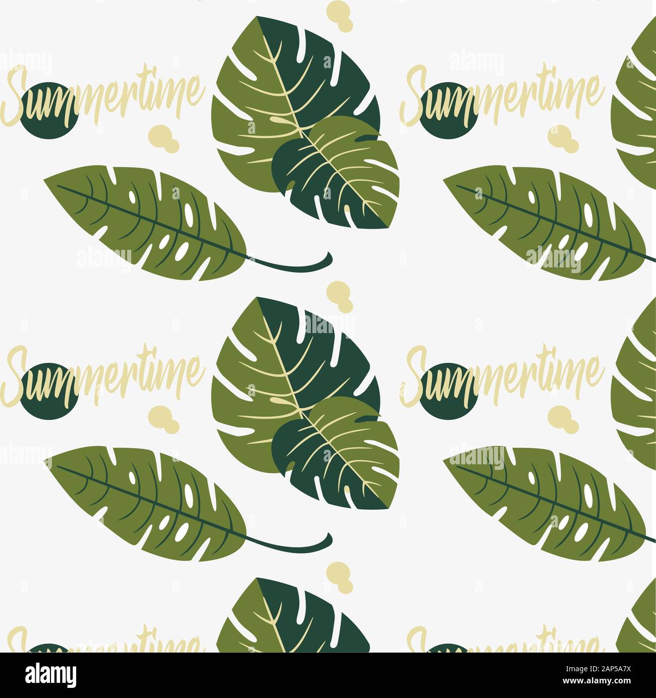 Vector design seamless pattern - tropical leaves. Stock Vector