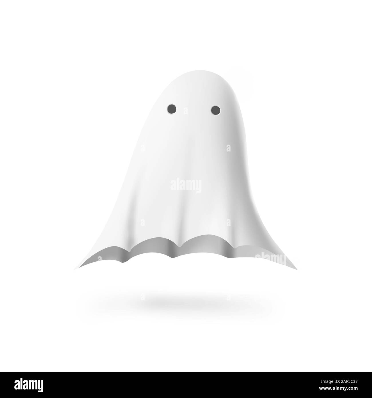 isolated illustration of white sheet ghost on white background Stock Photo
