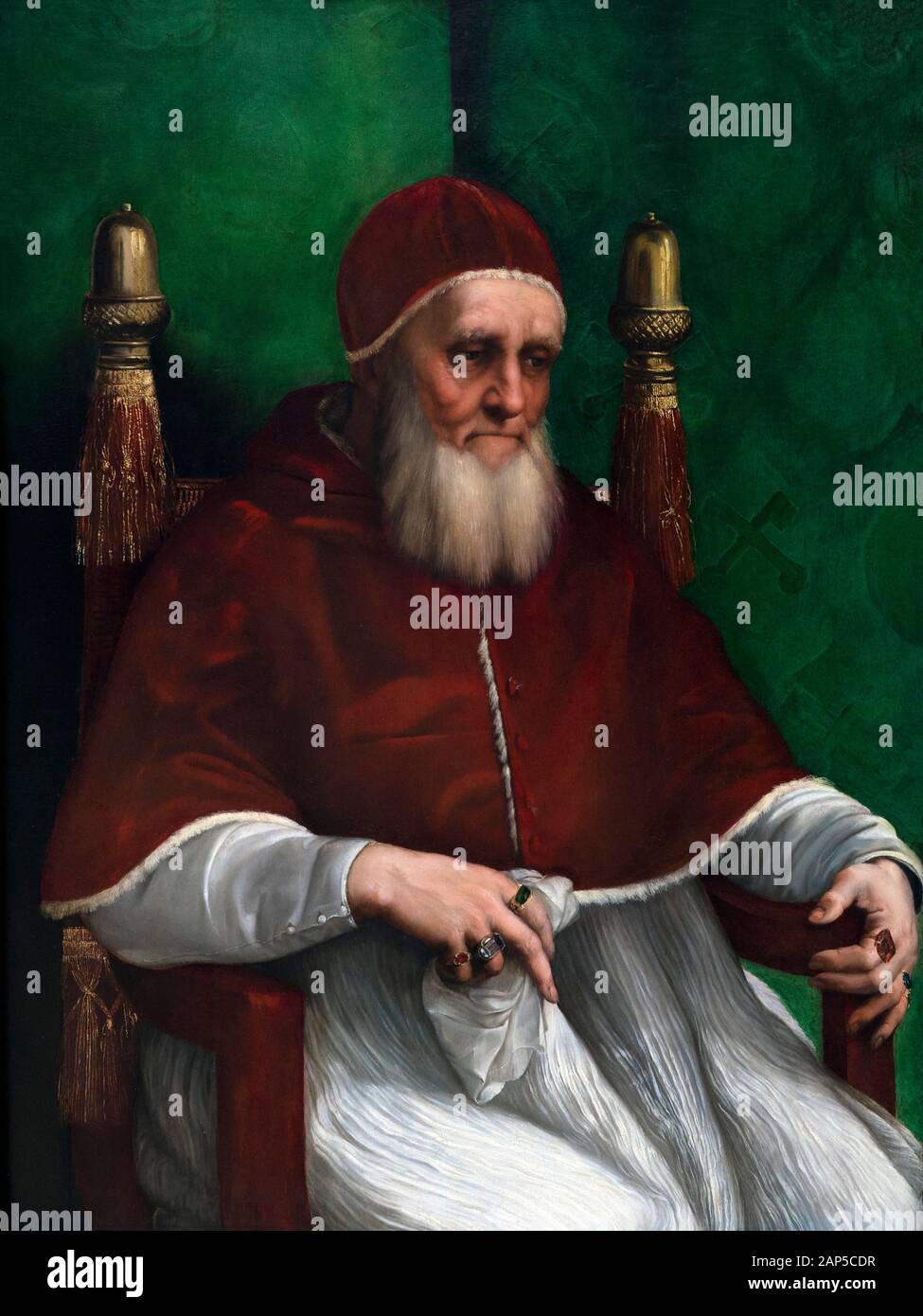 Portrait of Pope Julius II, by Raphael, 1511, Stock Photo