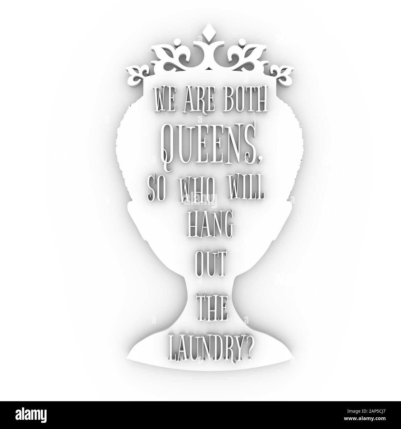 Vintage queen silhouette. Elegant silhouette of a female head. Quote we