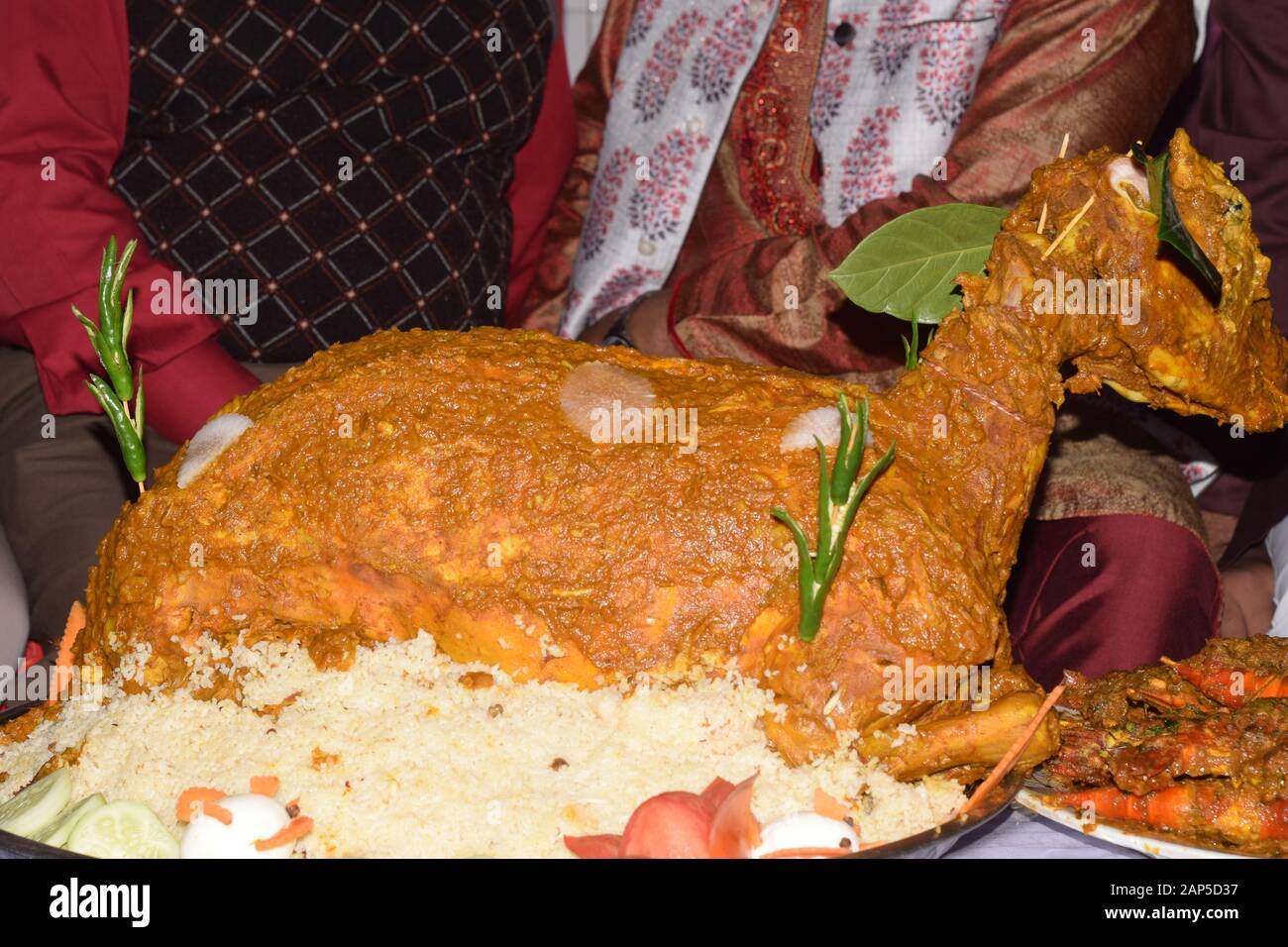 full goat roast on wedding ceremony Stock Photo