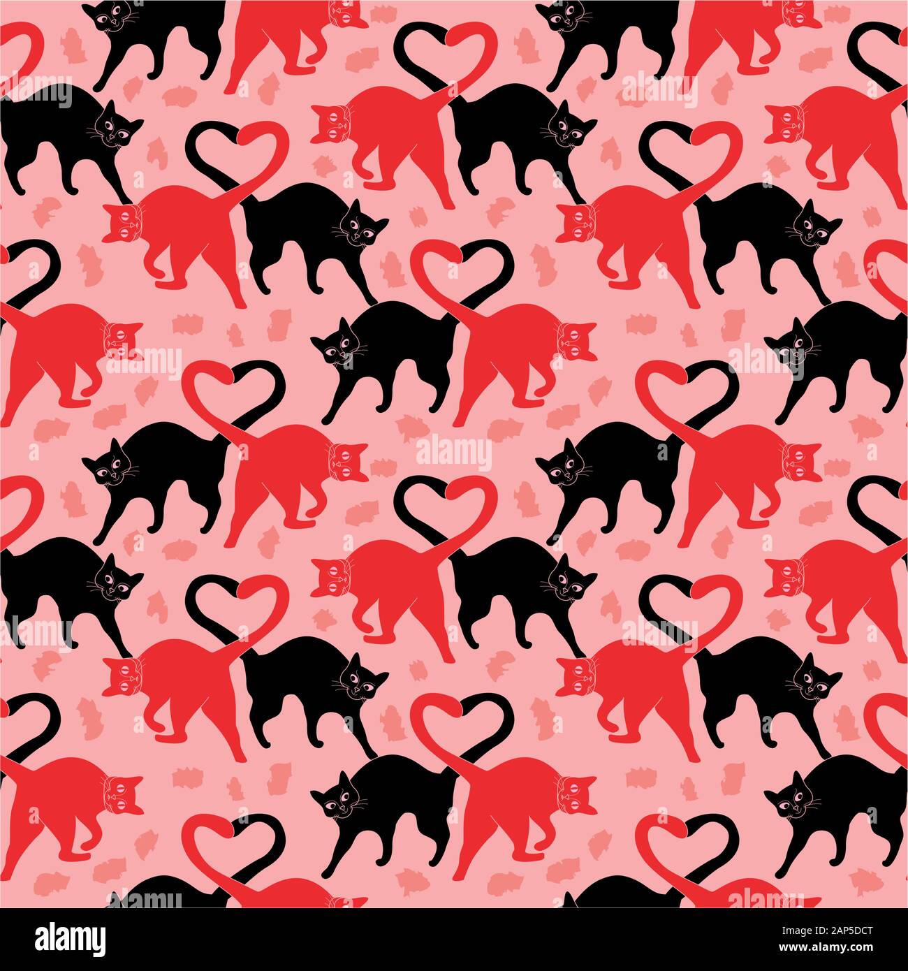 Seamless pattern with cats in love. Cute creative background for ...