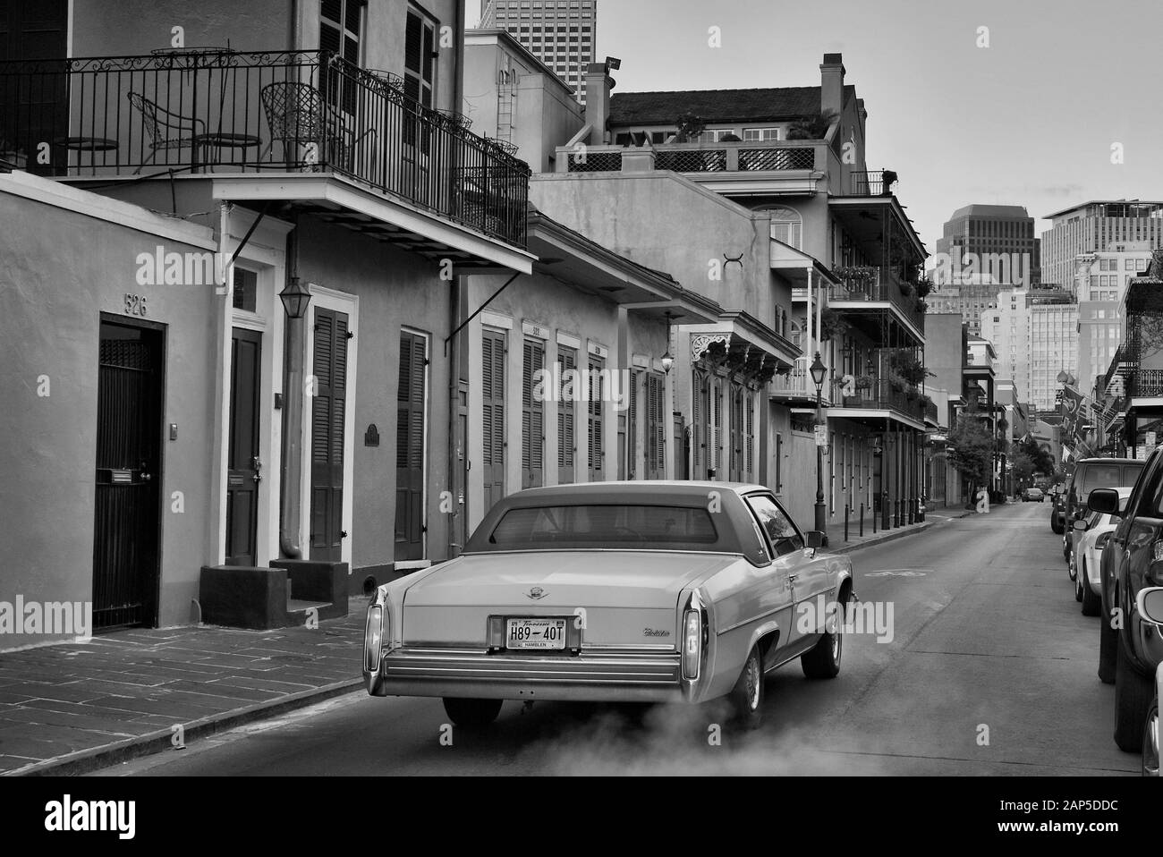 Cadillac Coupe deVille 1981 in Dauphine St New Orleans Stock Photo