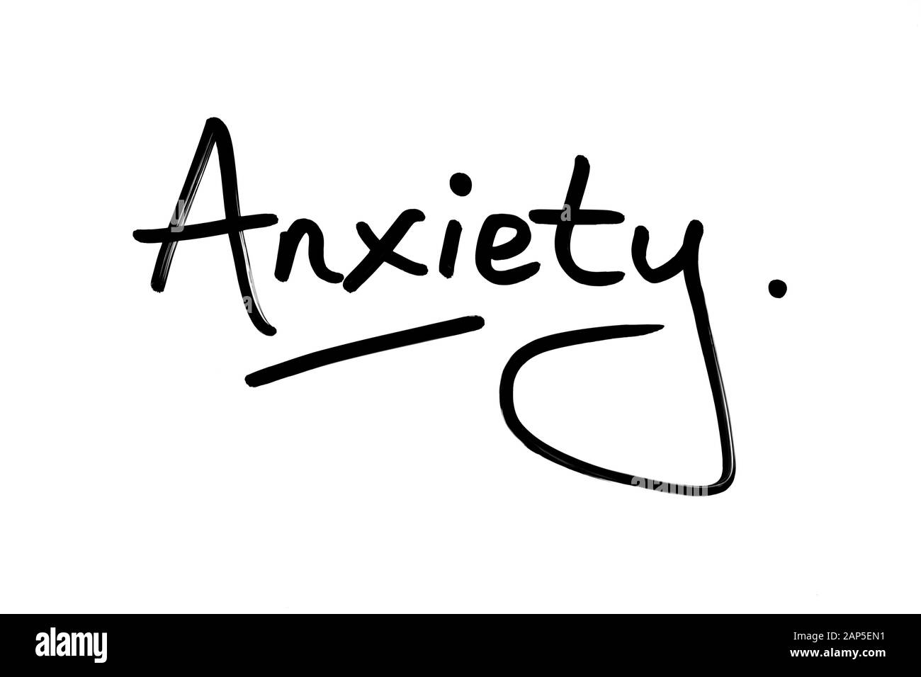 Anxiety handwritten on a white background Stock Photo - Alamy