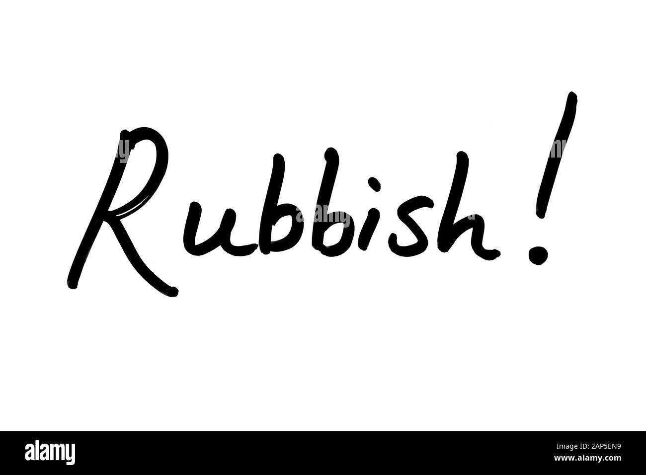 Rubbish! handwritten on a white background. Stock Photo