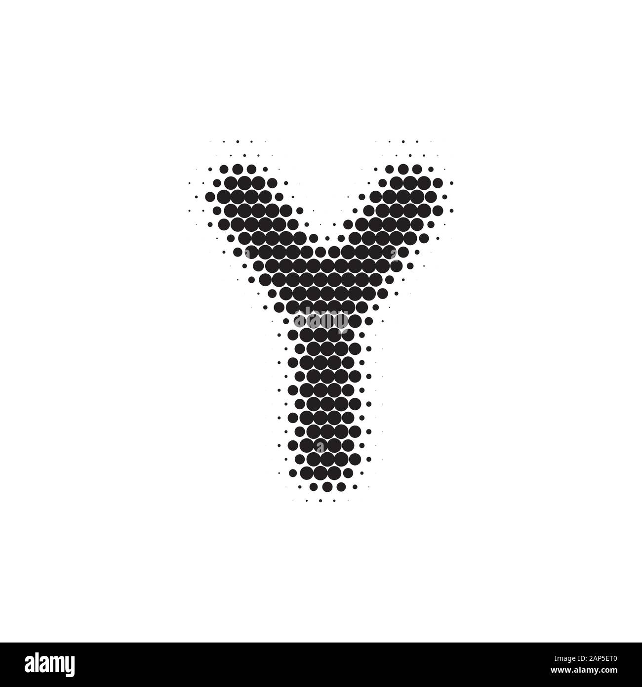 Letter Y black halftone pattern font Stock Vector