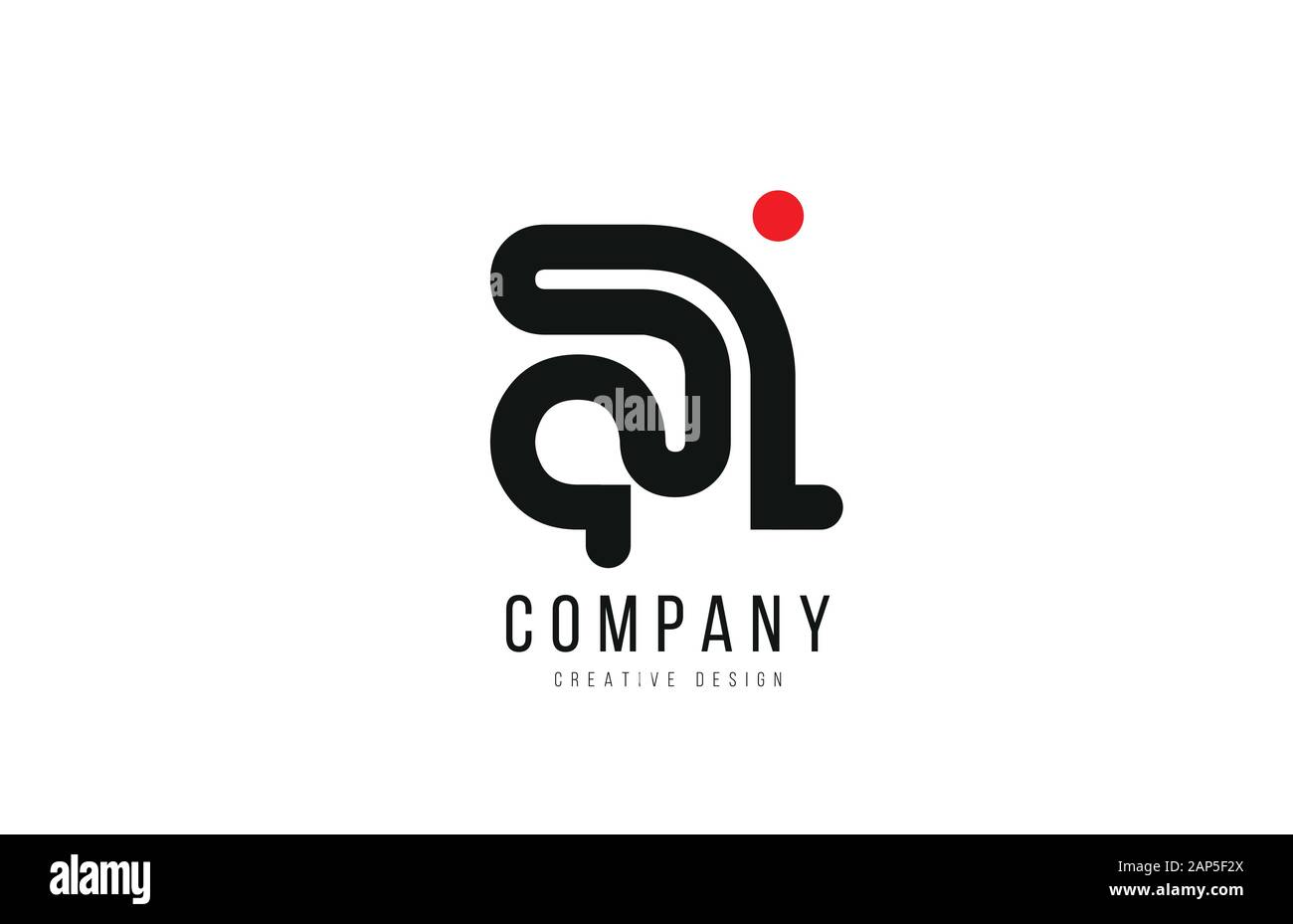 red and black dot A alphabet letter for company business logo or ...