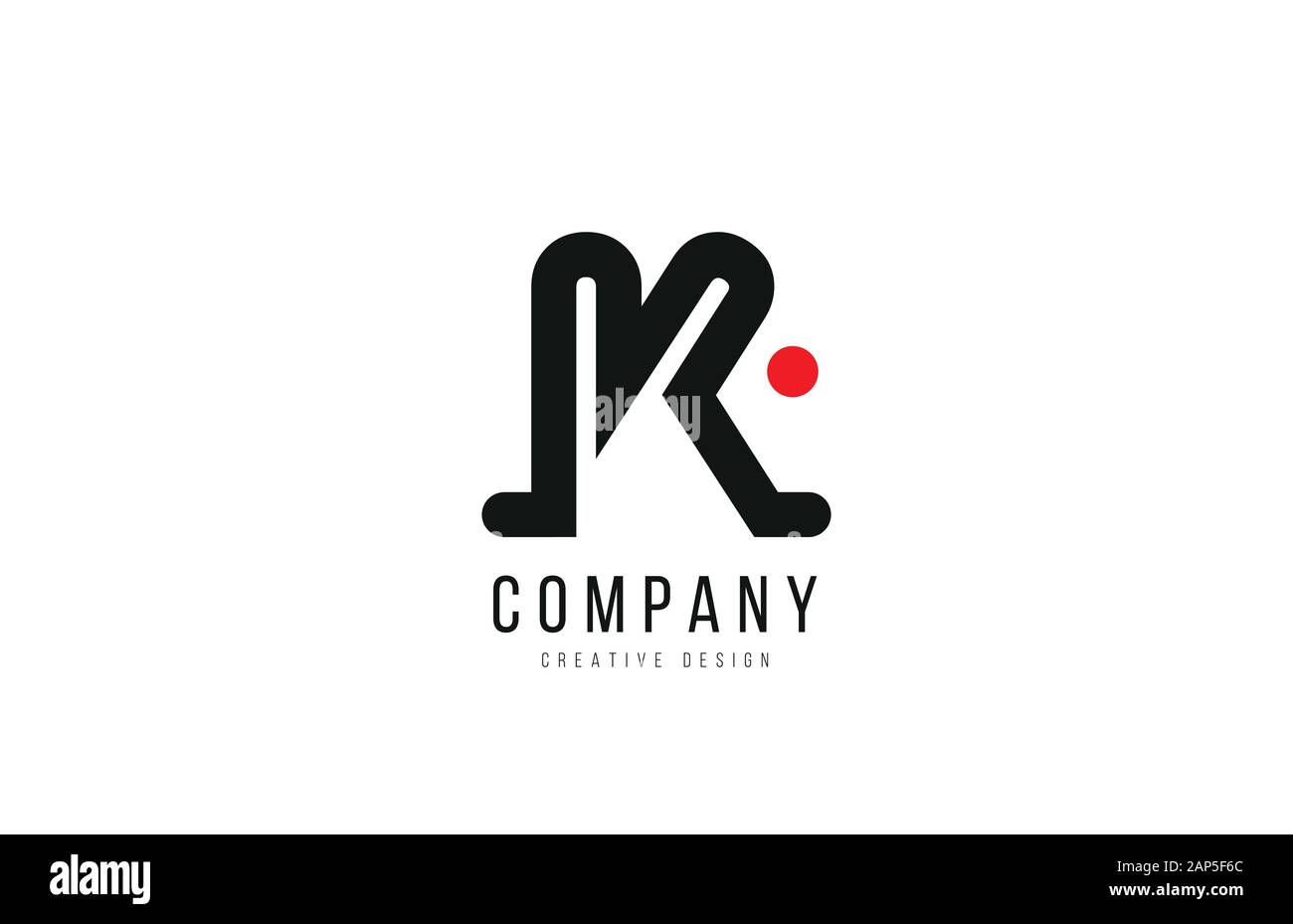 red and black dot K alphabet letter for company business logo or ...