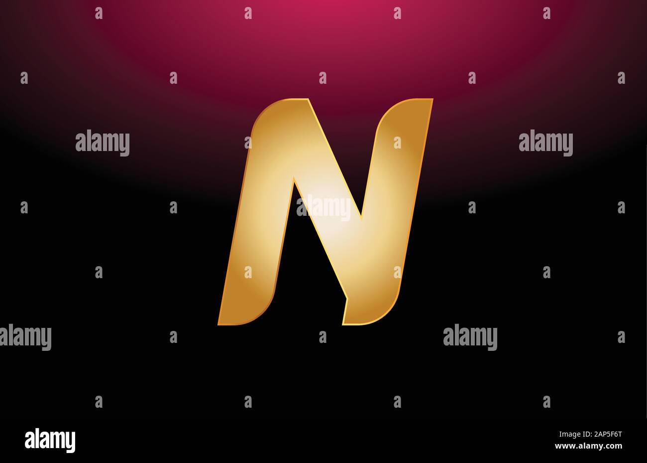 gold golden metal alphabet letter N logo company icon design. Suitable ...