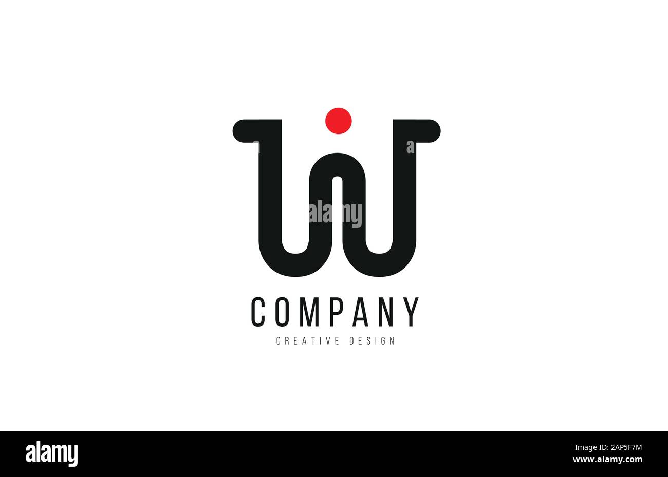 red and black dot W alphabet letter for company business logo or ...