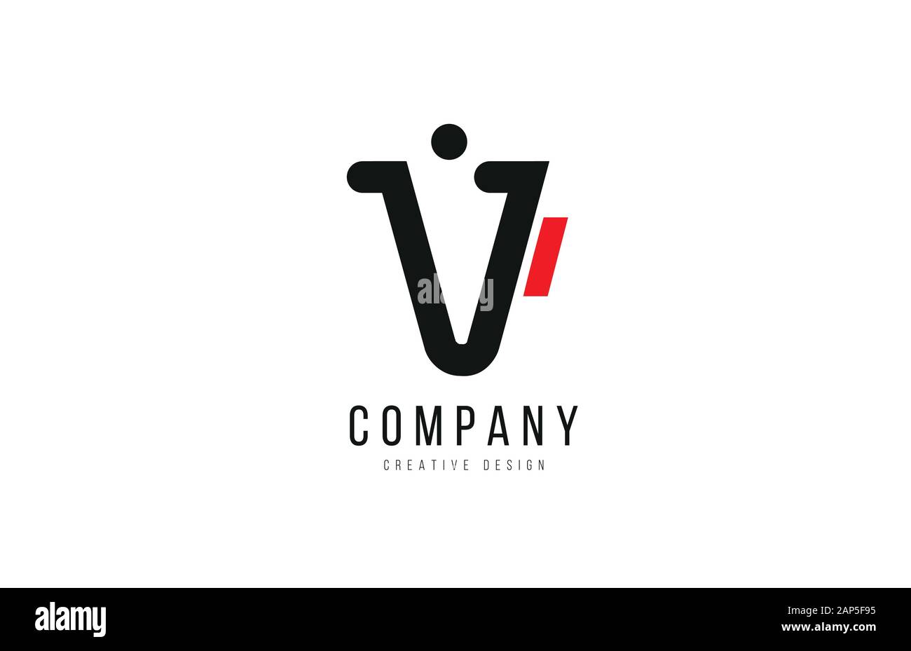 red and black dot V alphabet letter for company business logo or ...