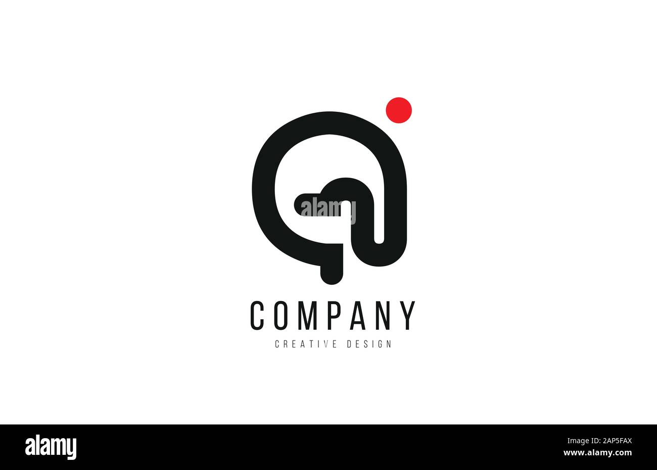 red and black dot Q alphabet letter for company business logo or ...