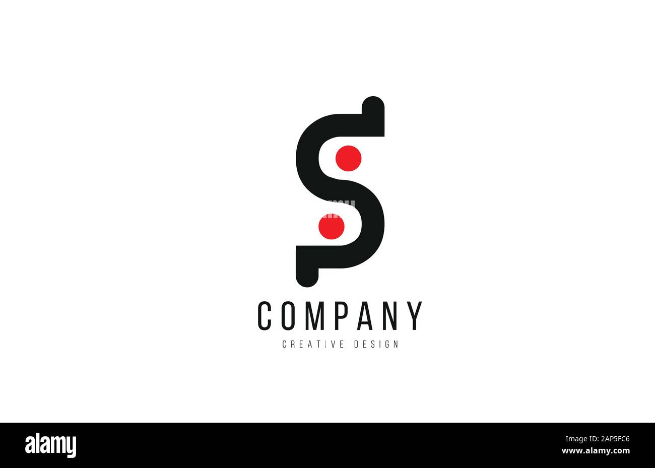 red and black dot S alphabet letter for company business logo or ...