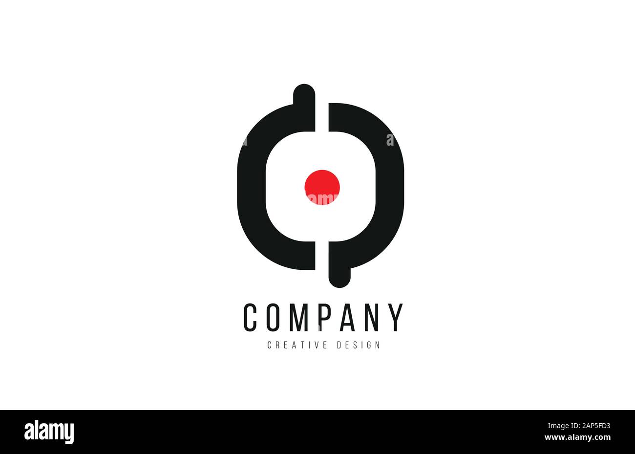 red and black dot O alphabet letter for company business logo or ...