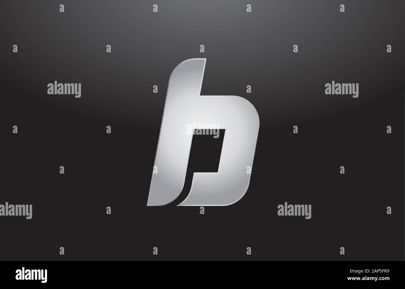 metal alphabet letter silver B grey logo business company design icon ...