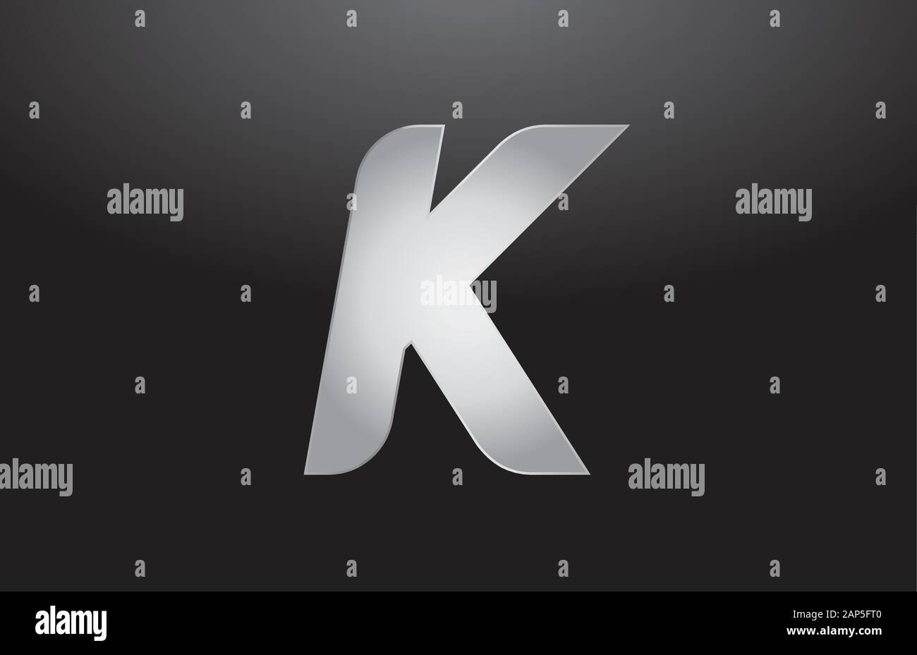 metal alphabet letter silver K grey logo business company design icon ...