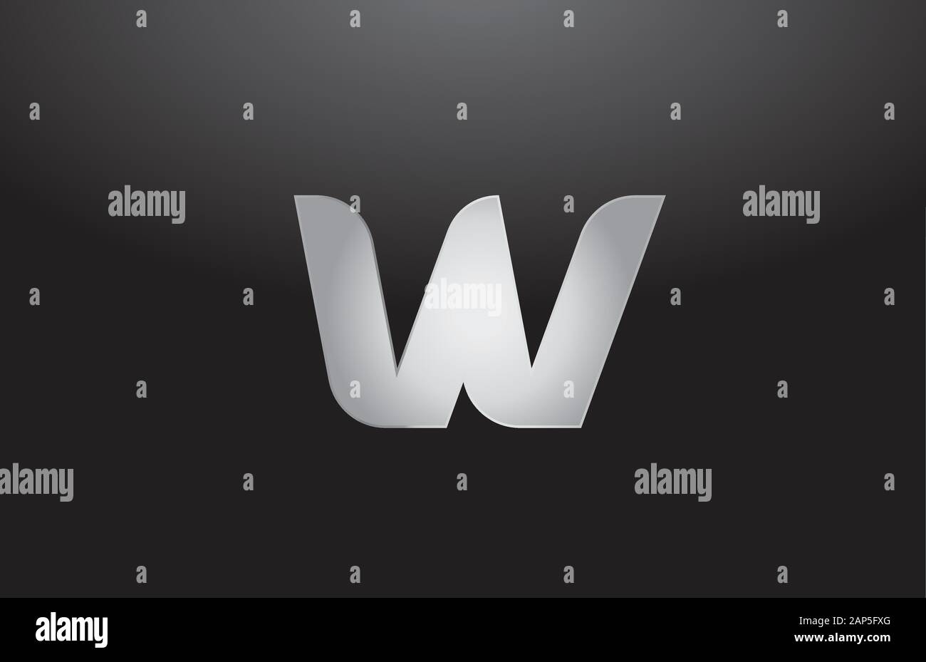 metal alphabet letter silver W grey logo business company design icon ...