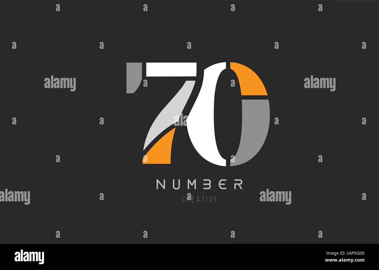 number 70 seventy for company logo icon design in grey orange and white ...