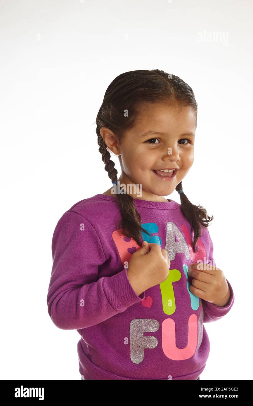 Happy Girl on white background Stock Photo