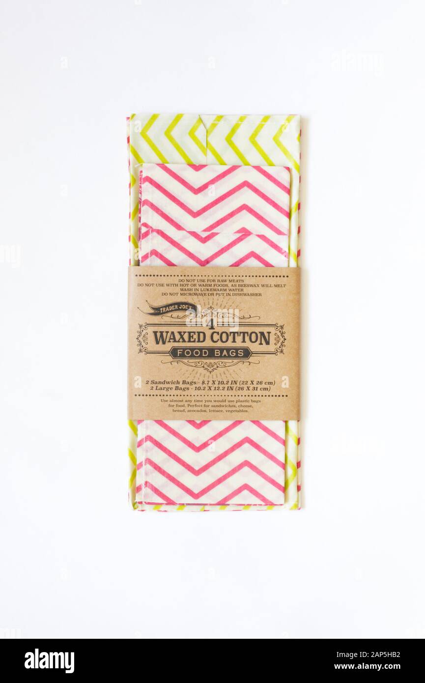 Waxed cotton food bags on a white background. Stock Photo
