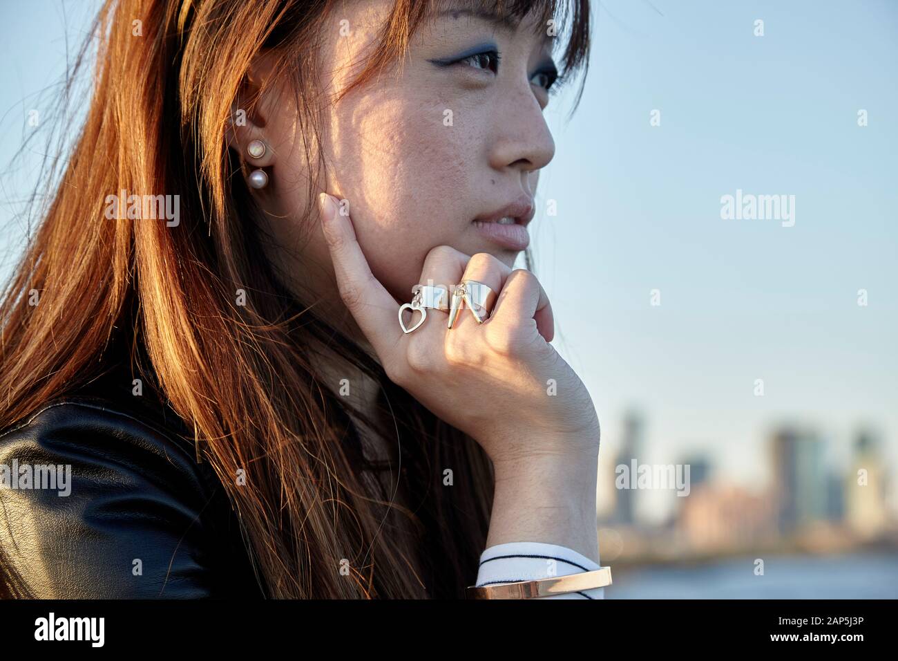 Asian woman outside Stock Photo