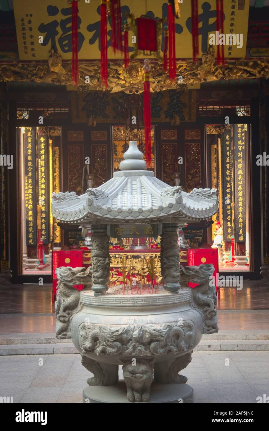 Stone incense burner destined to offering at a chinese buddhist temple